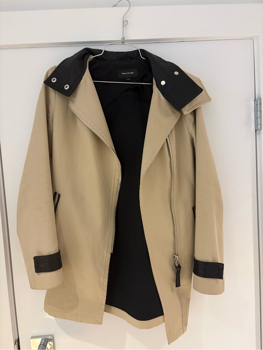 Mackage DARIA Trench Coat with Leather Trim
